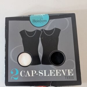 Heirloom Cap Sleeve Tees 2 Pack Black & White Women's Medium Slim Fit